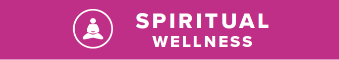 magenta colored banner with white letters that say spiritual wellness